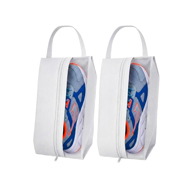 Shoe Bag for Travel, Newest Gym & Sports, Water-Resistant Shoe Pouch with Transparent Mesh Panel, Durable Zipper & Carry Handle Fits Men’s Size 12 – Keeps Clothes Clean & Odor-Free (White)-Pack of 2 - Image 9