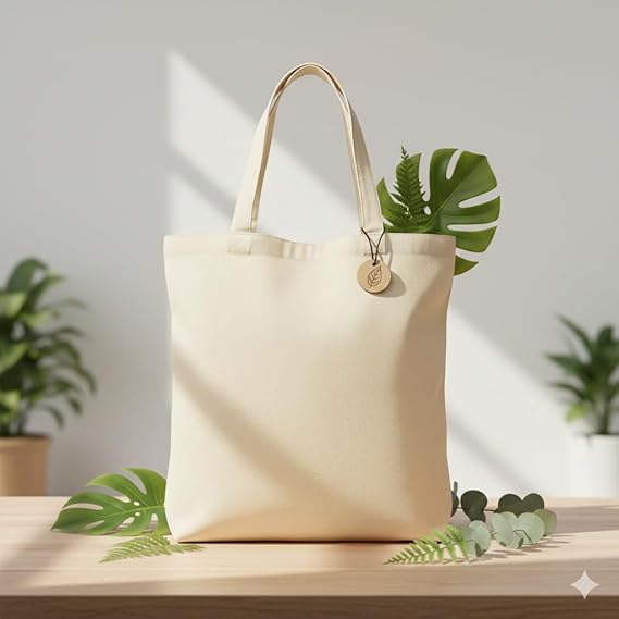 Cotton Canvas Tote Bag 15 x 16 Inch, Reusable Grocery Shopping Bag with Long Handles, Heavy Duty Eco-Friendly Cloth Tote for DIY, Printing, Gifts & Daily Use - Image 7