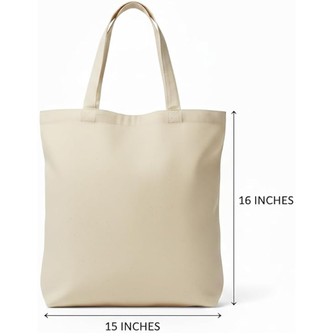 Cotton Canvas Tote Bag 15 x 16 Inch, Reusable Grocery Shopping Bag with Long Handles, Heavy Duty Eco-Friendly Cloth Tote for DIY, Printing, Gifts & Daily Use - Image 5